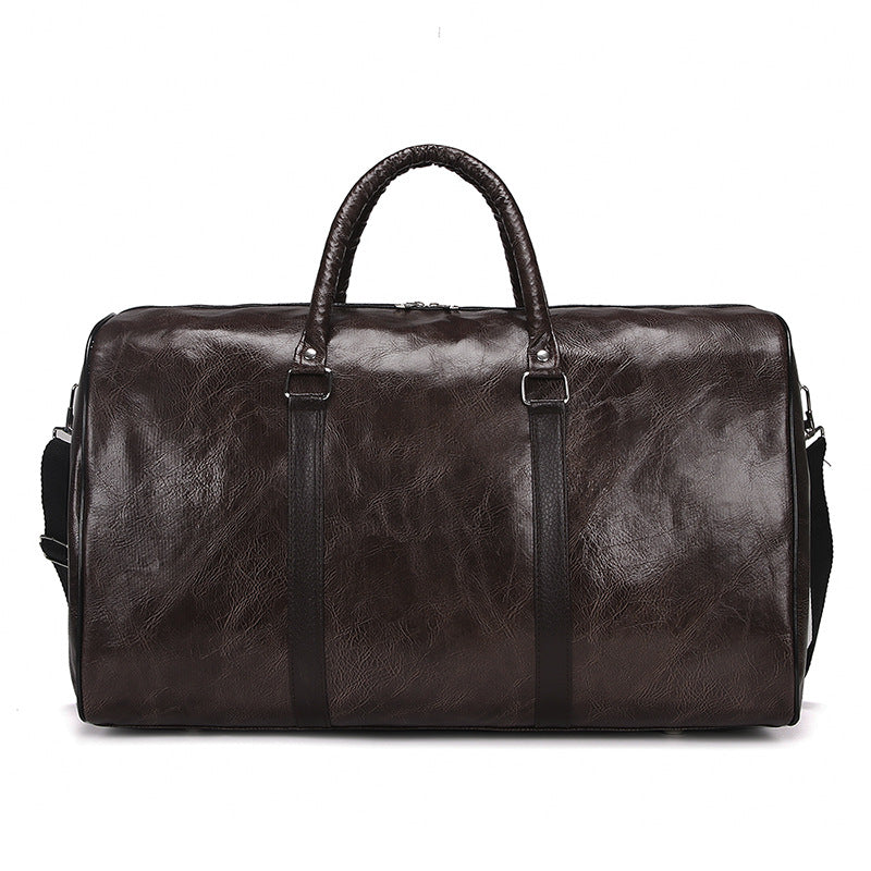 PU travel bag large capacity cylindrical sports fitness bag business casual short trip luggage bag
