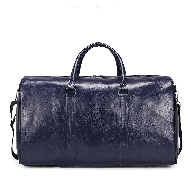 PU travel bag large capacity cylindrical sports fitness bag business casual short trip luggage bag
