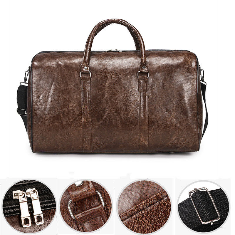 PU travel bag large capacity cylindrical sports fitness bag business casual short trip luggage bag