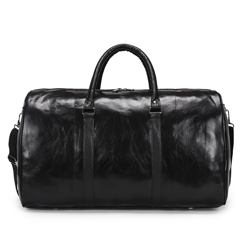 PU travel bag large capacity cylindrical sports fitness bag business casual short trip luggage bag