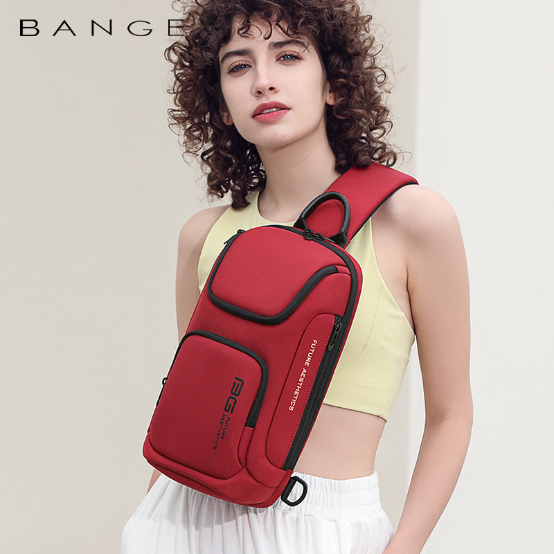 Bange New Shoulder Bag Men's Korean Version Men's Chest Bag Light Business Function Messenger Bag Trendy