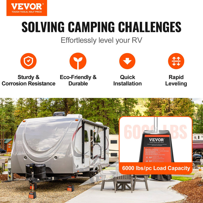 Trailer Jack Block, 6000 Lbs Capacity Per RV Leveling Block, High-quality Polypropylene RV Camper Stabilizer Blocks, RV Travel Accessories Use For Any Tongue Jack, Post, Foot, 5th Wheels, 4-Pack